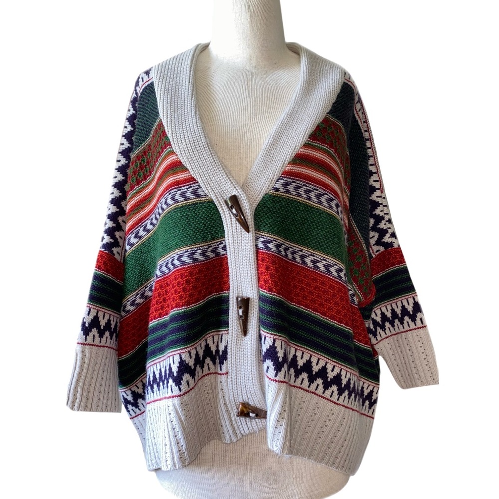 Colorful V-Neck button up sweater